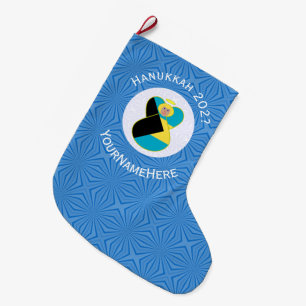 Meia De Natal Grande Anjo da Bandeira das Bahamas Hanukkah Loira