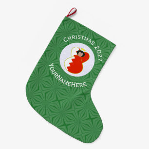 Meia De Natal Grande Anjo da Bandeira do Bahrein Natal Personalizado