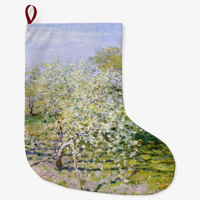 Meia De Natal Grande Apple Trees in Bloom (por Claude Monet) (Frente)