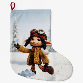 Meia De Natal Grande Aproveitando um Dia de Neve