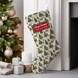 Meia De Natal Grande Aquarela de Natal Clássica Personalizada