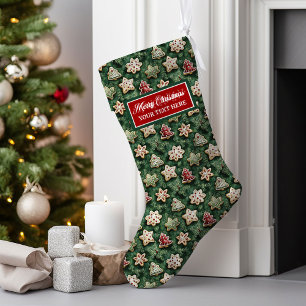 Meia De Natal Grande Aquarela de Natal Clássica Personalizada
