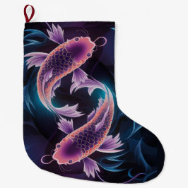 Meia De Natal Grande Aquário de Peixes Exóticos Coloridos e Translúcido