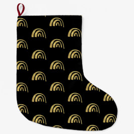 Meia De Natal Grande Arco-íris dourado e preto