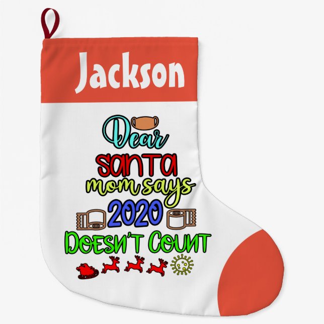 Meia De Natal Grande Armazenamento de Natal COVID - Quarentena Pandêmic (Frente)
