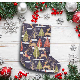 Meia De Natal Grande Arrendoras Whimsical Woodland Winter