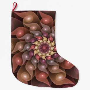 Meia De Natal Grande Arte Fractal Moderna Abstrato de Flor Shiny Surrea