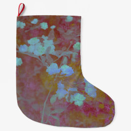 Meia De Natal Grande Arte legal azul e rosa do padrão floral/floral