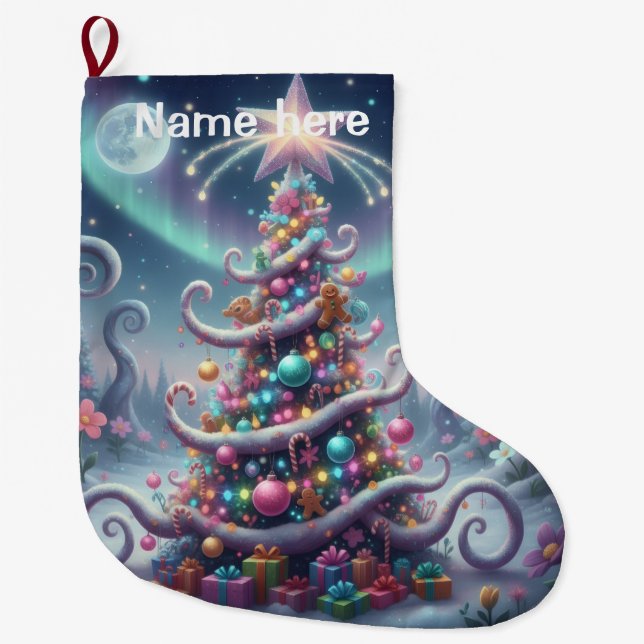 Meia De Natal Grande Árvore de Natal Caprichosa -  (Frente)