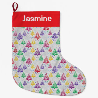 Meia De Natal Grande Árvore de Natal Colorida Mínima Personalizável