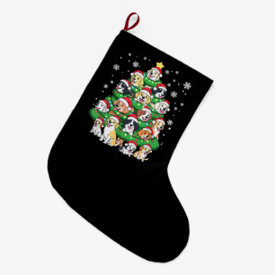 Meia De Natal Grande Árvore de Natal de Cachorro - Fofos Filhotes de Na