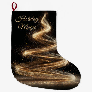 Meia De Natal Grande Árvore de Natal Espiral Dourada Elegante