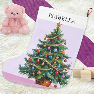 Meia De Natal Grande Árvore de Natal Festiva Personalizada Retro