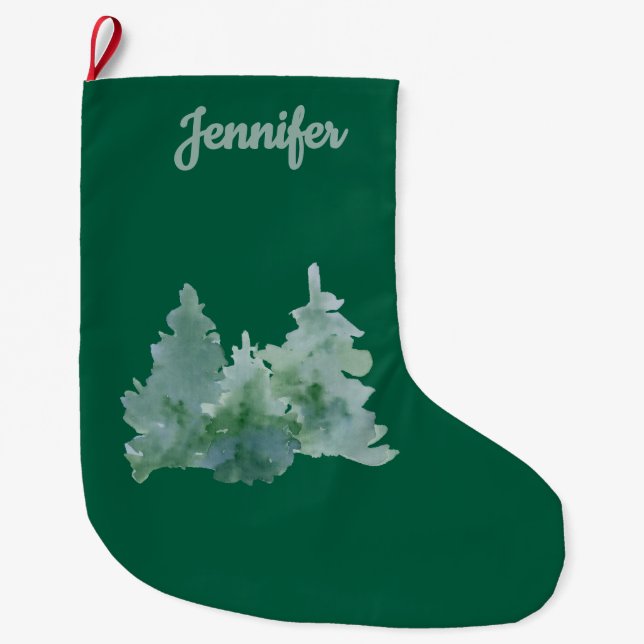 Meia De Natal Grande Árvore de Natal verde simples chamada  (Frente)