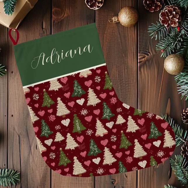 Meia De Natal Grande Árvores de Natal com Estilo de Tricô Personalizado (Criador carregado)