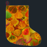Meia De Natal Grande Aspen Deixa Collage Sólido Medley 1<br><div class="desc">Uma colagem das minhas pinturas de folha de aspen,  brilhando em cores vivas de outono!</div>
