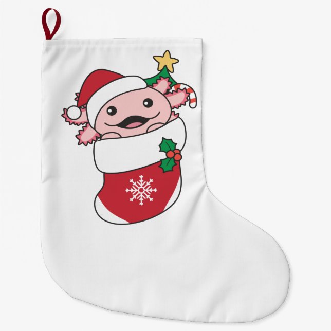Meia De Natal Grande Axolotl Natal Neve Animais de inverno Axolots (Frente)
