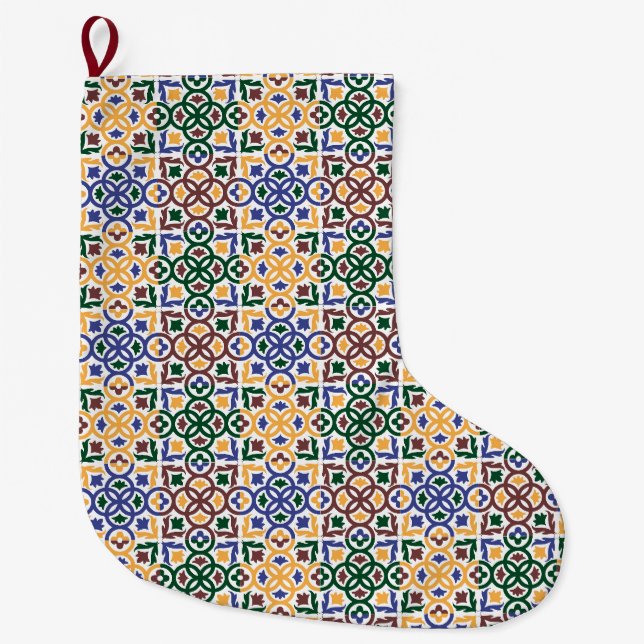 Meia De Natal Grande Azulejos Andaluzes 3 (Frente)