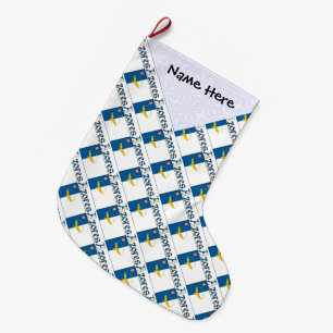 Meia De Natal Grande Bandeira Açoriana Tiled Nome Personalizado