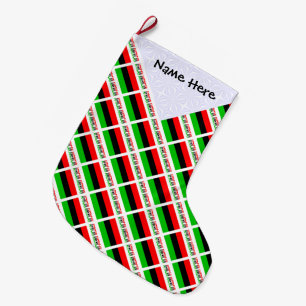 Meia De Natal Grande Bandeira Afro-Americana e da Diáspora Ladeada com 