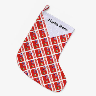 Meia De Natal Grande Bandeira Bermudiana Bermudas Nome Personalizado em