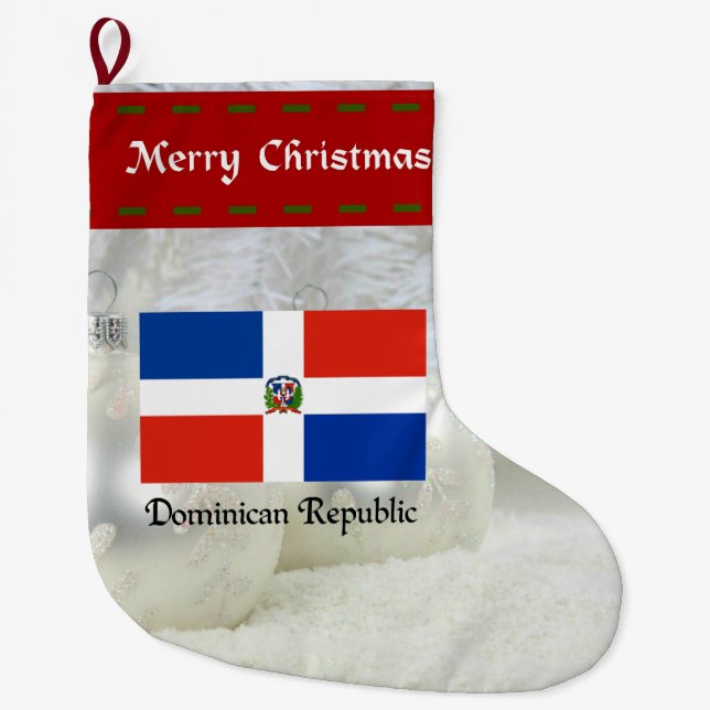 Meia De Natal Grande Bandeira da República Dominicana, design personali (Frente)