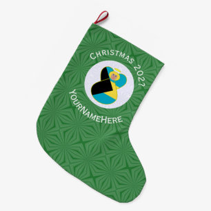 Meia De Natal Grande Bandeira das Bahamas Loira Anjo Natal Personalizad