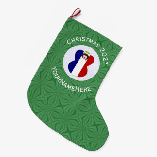 Meia De Natal Grande Bandeira de Natal do Anjo Francês Personalizada