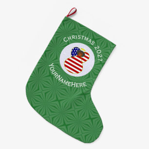 Meia De Natal Grande Bandeira de Natal do Anjo Preto dos EUA Personaliz