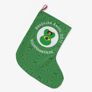 Meia De Natal Grande Bandeira do Anjo de Natal Brasileiro Personalizada
