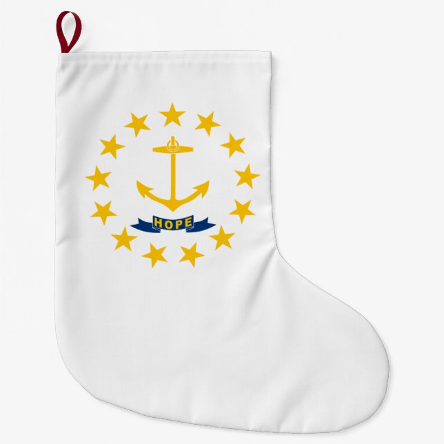 Meia De Natal Grande Bandeira do Estado de Rhode Island (Frente)