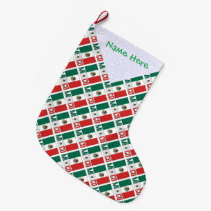 Meia De Natal Grande Bandeira do México Personalizada em Mosaico