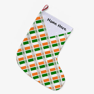 Meia De Natal Grande Bandeira Irlandesa Irlandesa Personalizada em Azul