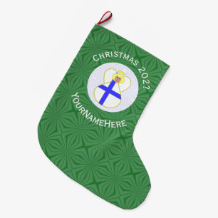 Meia De Natal Grande Bandeiras de Natal de Anjo Finlandês Personalizada