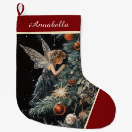 Meia De Natal Grande Banheira de Natal Fairy Angel Stocks - Personaliza