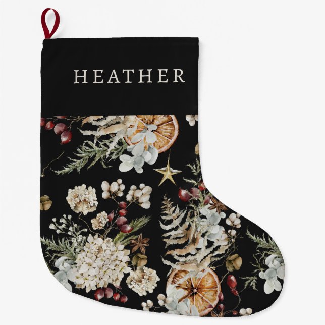 Meia De Natal Grande Banho de Natal Negro (Frente)