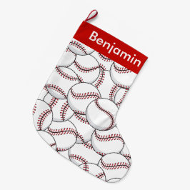 Meia De Natal Grande Baseballs Design Grande Banho de Natal