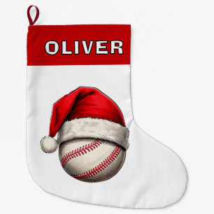 Meia De Natal Grande Beball Ball Red Santa Hat