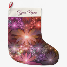 Meia De Natal Grande Bed Of Flowers Colorful Abstrato Fractal Art Name