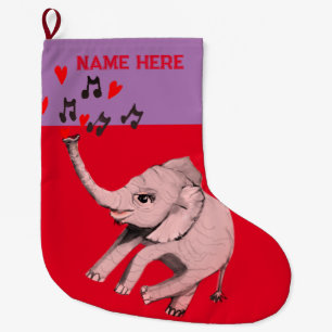 Meia De Natal Grande Beija Elefante de Natal