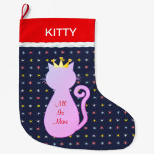 Meia De Natal Grande Bela Silhueta de Gato