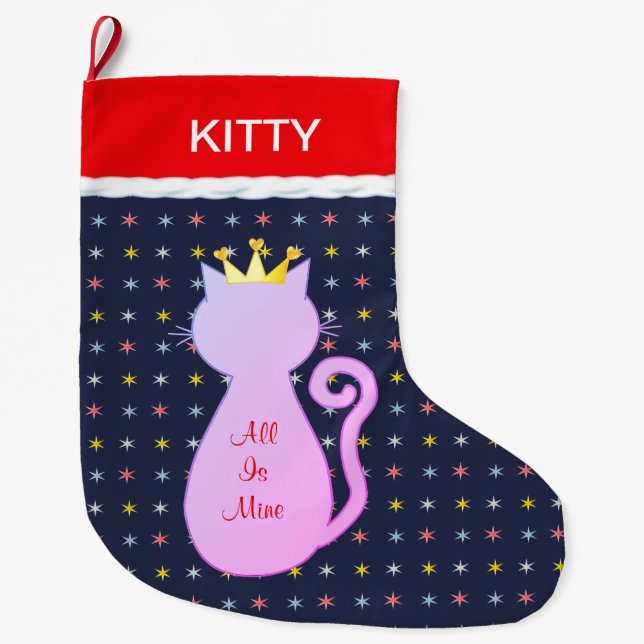 Meia De Natal Grande Bela Silhueta de Gato (Frente)