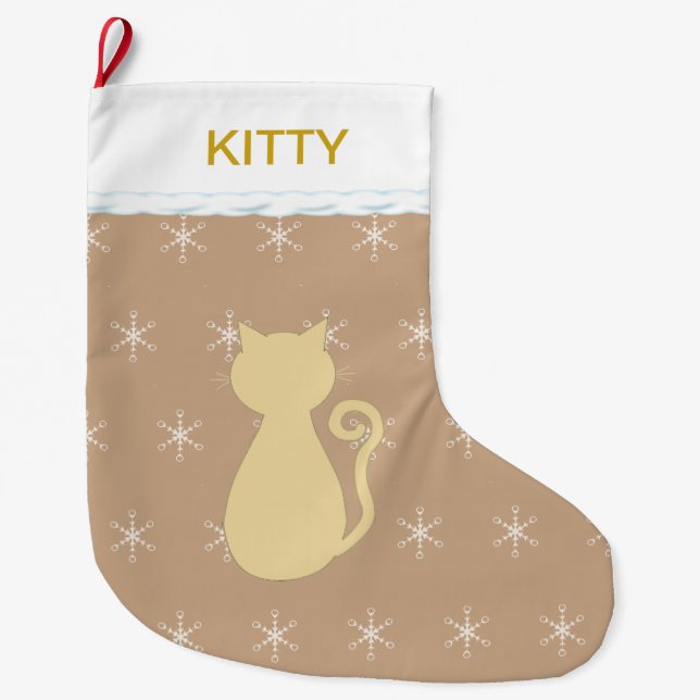 Meia De Natal Grande Bela Silhueta de Gato (Frente)