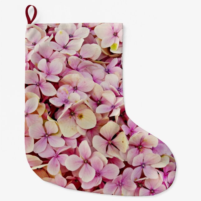 Meia De Natal Grande Belos Flores de Hydrangea (Frente)