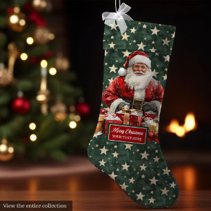 Meia De Natal Grande Belos Papais noeis de Vintage com seu nome persona