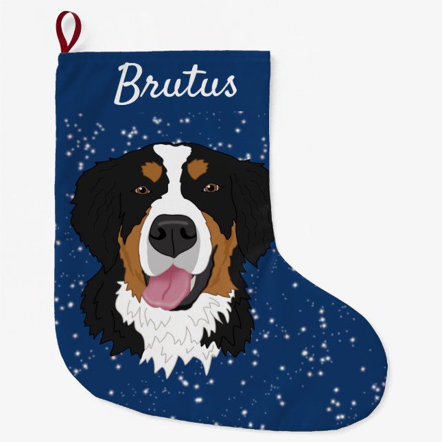 Meia De Natal Grande Bernese Mountain Dog Natal (Frente)