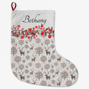 Meia De Natal Grande Berries Smoke White