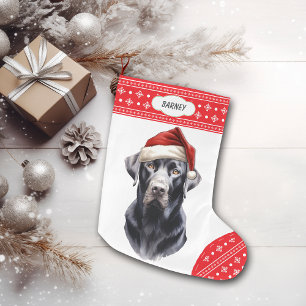 Meia De Natal Grande Black Labrador Retriever Santa Hat