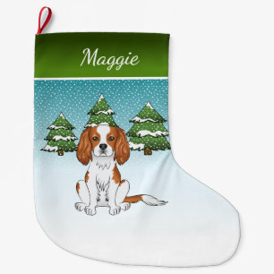 Meia De Natal Grande Blenheim Cavalier King Charles Spaniel Em Inverno