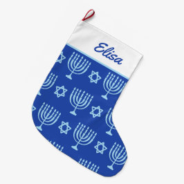 Meia De Natal Grande Blue Menorah Large Hanukkah Stocks